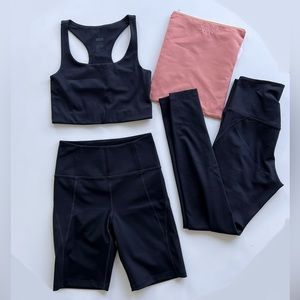 NWOT Girlfriend Collective black exercise/yoga set, size small